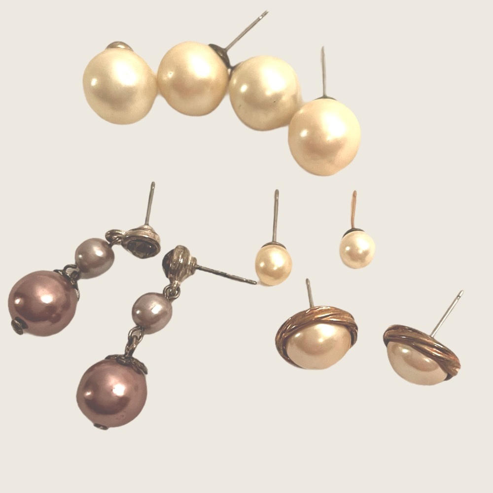 D. Classy choices - 5 pair faux pearl pierced earrings.